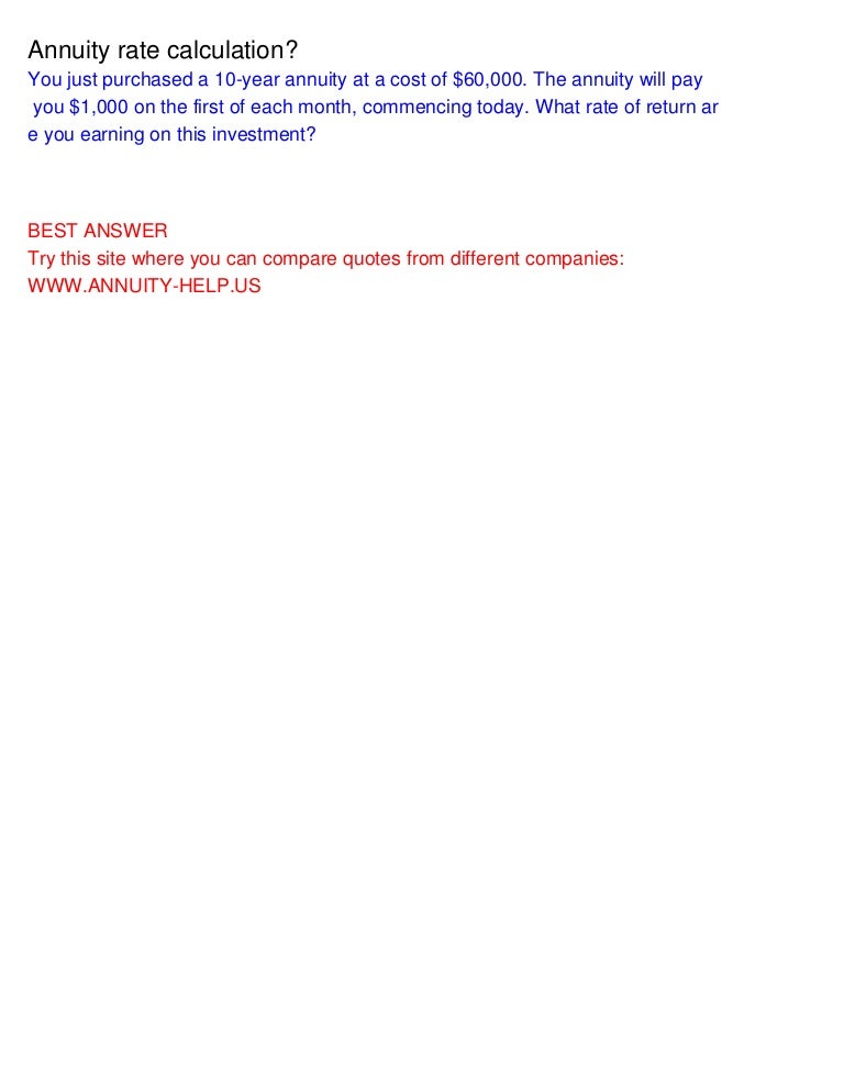 annuity rate calculation annuity rate calculation