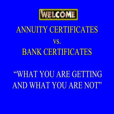 Annuity Vs. Cd Powerpoint
