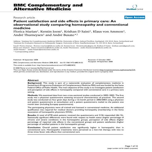 Patient satisfaction and side effects in primary care: An observational study...