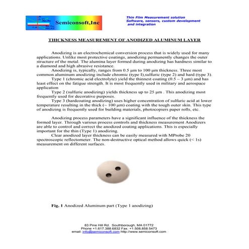 Anodized aluminum measurement
