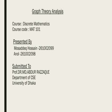Comprehensive Graph Theory Analysis in Discrete Mathematics Course | PPTX