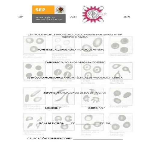 Anomalías eritrocitos