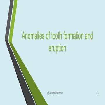 Anomalies of tooth formation and eruption