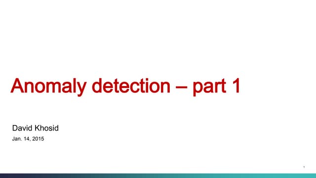 Anomaly detection, part 1