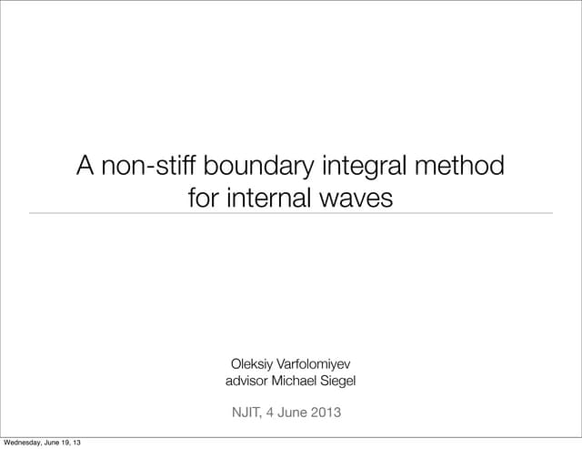 A non-stiff boundary integral method for internal waves