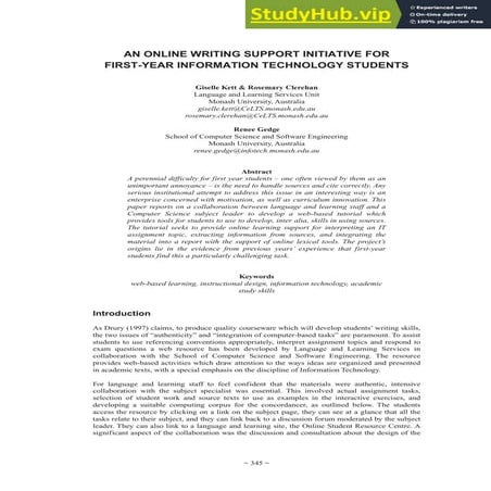 An Online Writing Support Initiative For First-Year Information Technology St...