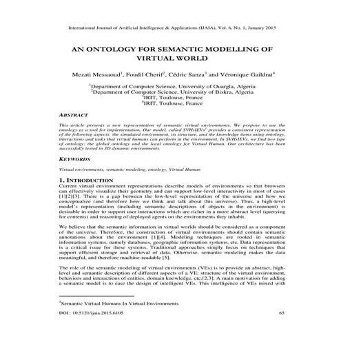 An ontology for semantic modelling of virtual world