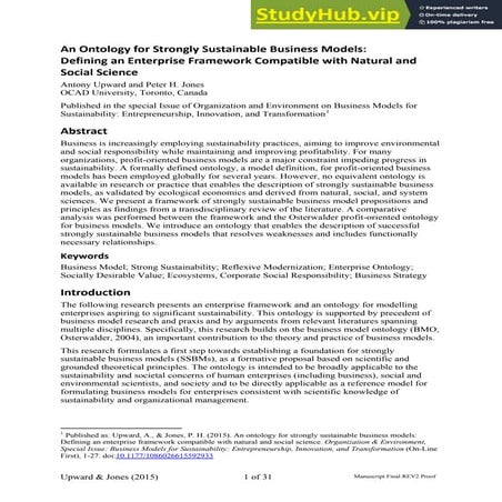 An Ontology For Strongly Sustainable Business Models Defining An ...