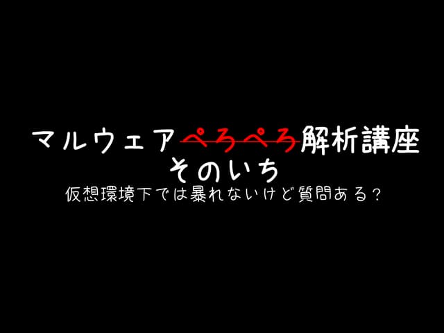 マルウェア解析講座そのいち〜仮想環境下では暴れないけど質問ある？〜