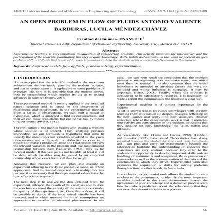An open problem in flow of fluids antonio valiente barderas, lucila méndez ch...
