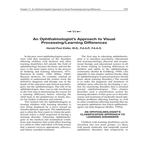 An Ophthalmologist’S Approach To Visual Processing Learning Differences Harol...