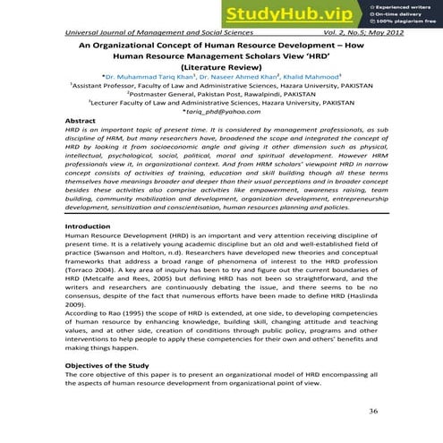 An Organizational Concept Of Human Resource Developdment   How Human Resource...