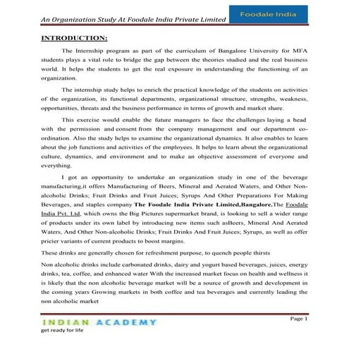 An organization study at foodale india private limite232 (1)