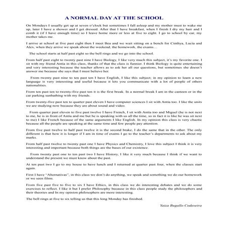 A normal day at the school by Yaiza Bugallo. Spain | PDF