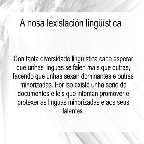 A nosa lexislación lingüística