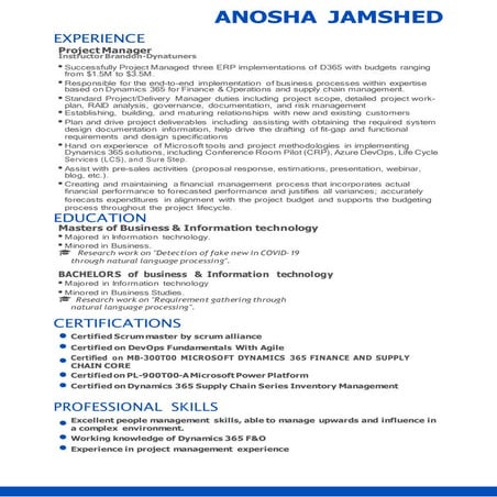 Anosha jamshed projectmanager | PDF
