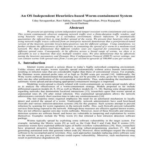 An os independent heuristics based worm-containment system