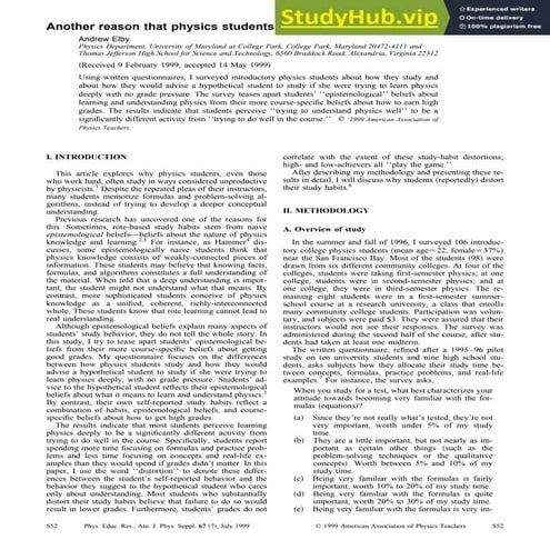 Another Reason That Physics Students Learn By Rote | PDF