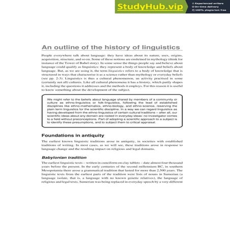 An Outline Of The History Of Linguistics | PDF