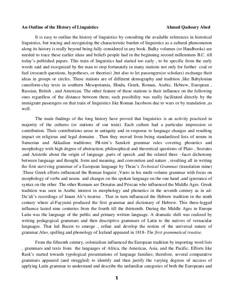 An outline of the history of linguistics