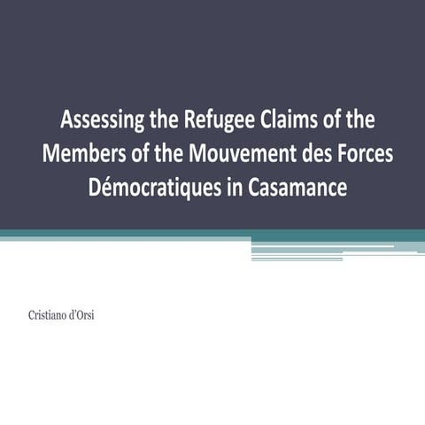 An outlook on the conflict of Casamance
