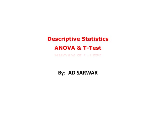 Anova and T-Test