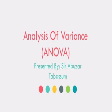 ANOVA Analysis of Varianace Biostatistics