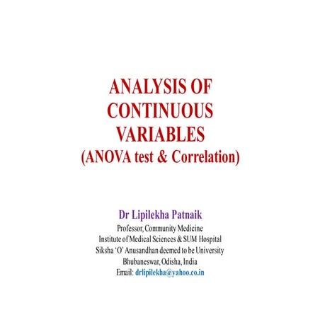 ANOVA test and correlation