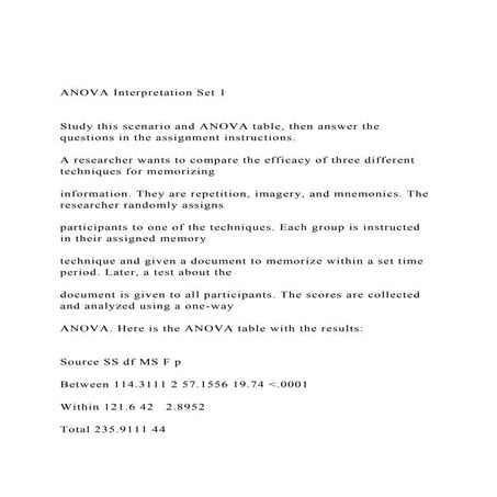 ANOVA Interpretation Set 1 Study this scenario and ANOVA.docx