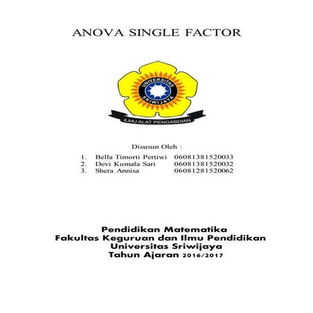 Anova single factor( one way )