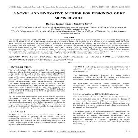 A novel and innovative method for designing of rf mems devices