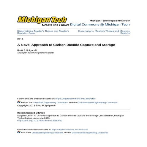 A novel approach to carbon dioxide capture and storage by brett p. spigarelli, 2013 (doctor thesis)