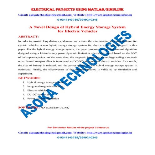 A Novel Design of Hybrid Energy Storage System for Electric Vehicles | PDF