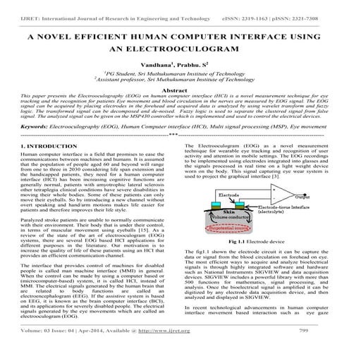 A novel efficient human computer interface using an electrooculogram
