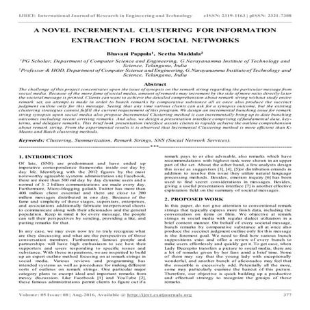 A novel incremental clustering for information extraction from social networks