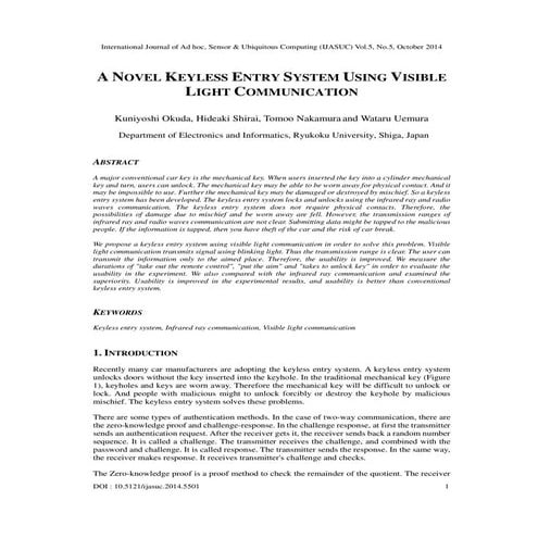 A Novel Keyless Entry System Using Visible Light Communication