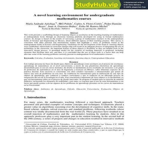 A Novel Learning Environment For Undergraduate Mathematics Courses