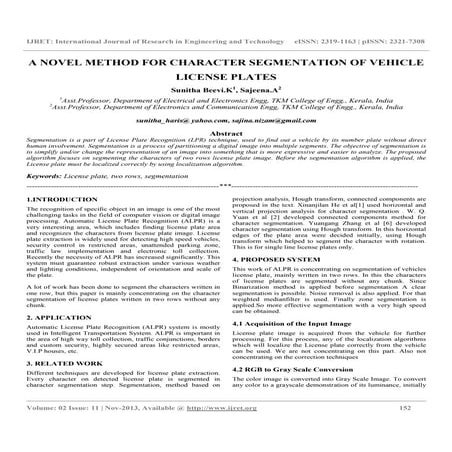 A novel method for character segmentation of vehicle