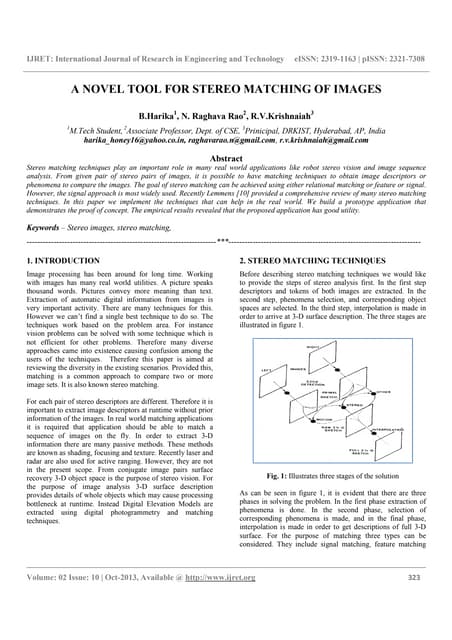 A novel tool for stereo matching of images
