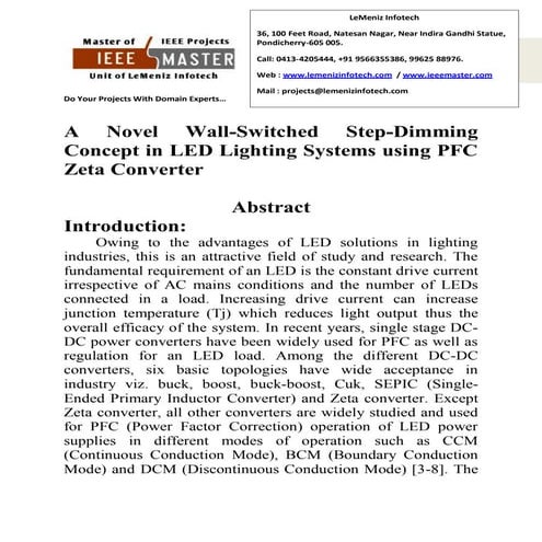 A novel wall switched step-dimming concept in led lighting systems using pfc ...