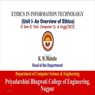 Ethics in Information Technology - An Overview