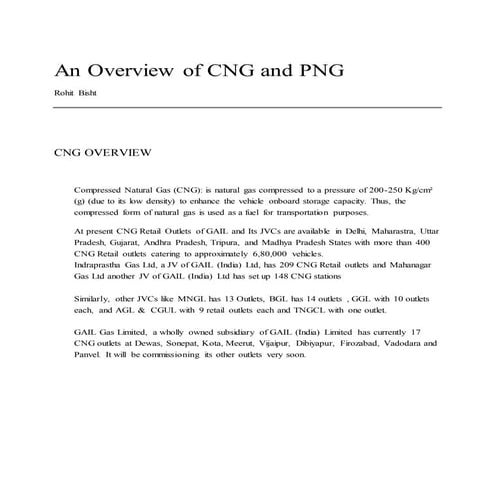 An overview of cng and png