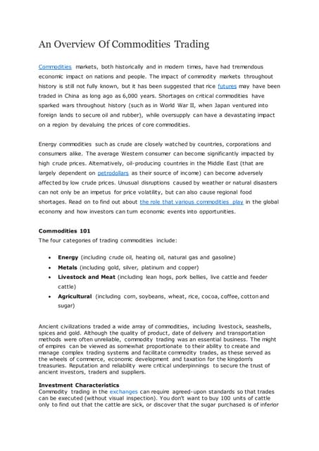 An overview of commodities trading