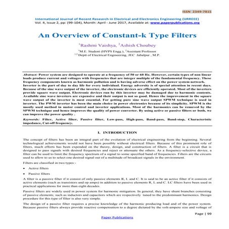 An Overview of Constant-k Type Filters