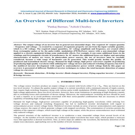 An Overview of Different Multi-level Inverters