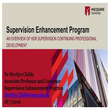 An overview of HDR supervision training at Macquarie University