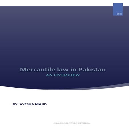 An overview of Mercantile Law in Pakistan