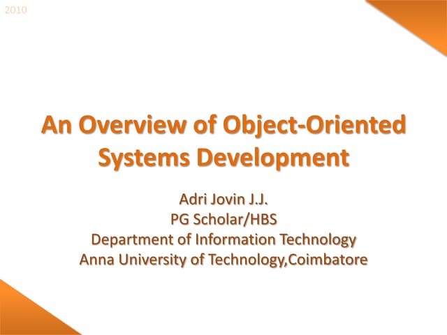 An overview of object oriented systems development