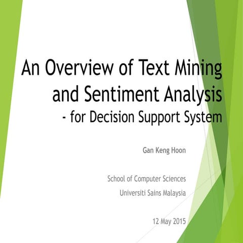 An overview of text mining and sentiment analysis for Decision Support System