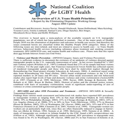 An Overview Of U.S. Trans Health Priorities